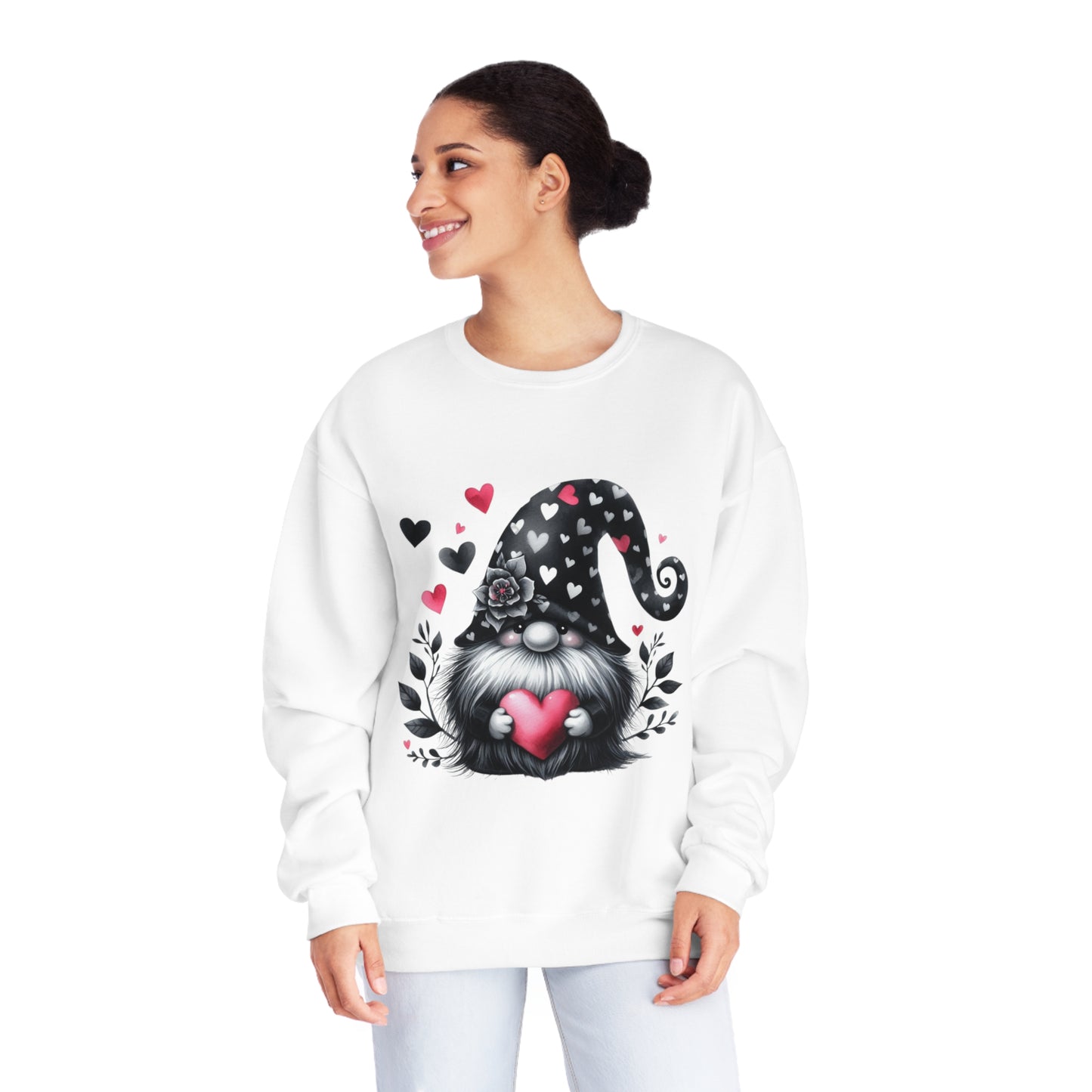 Black Valentine Gnome Unisex NuBlend® Crewneck Sweatshirt