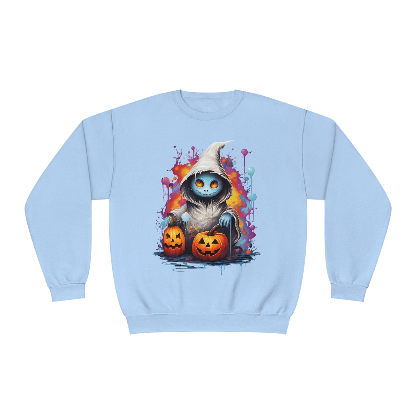 Cute Halloween Unisex Sweatshirt Jack-O-Lanterns Graphic Shirt Gifts Spooky Long Sleeve Crewneck Shirt Tops