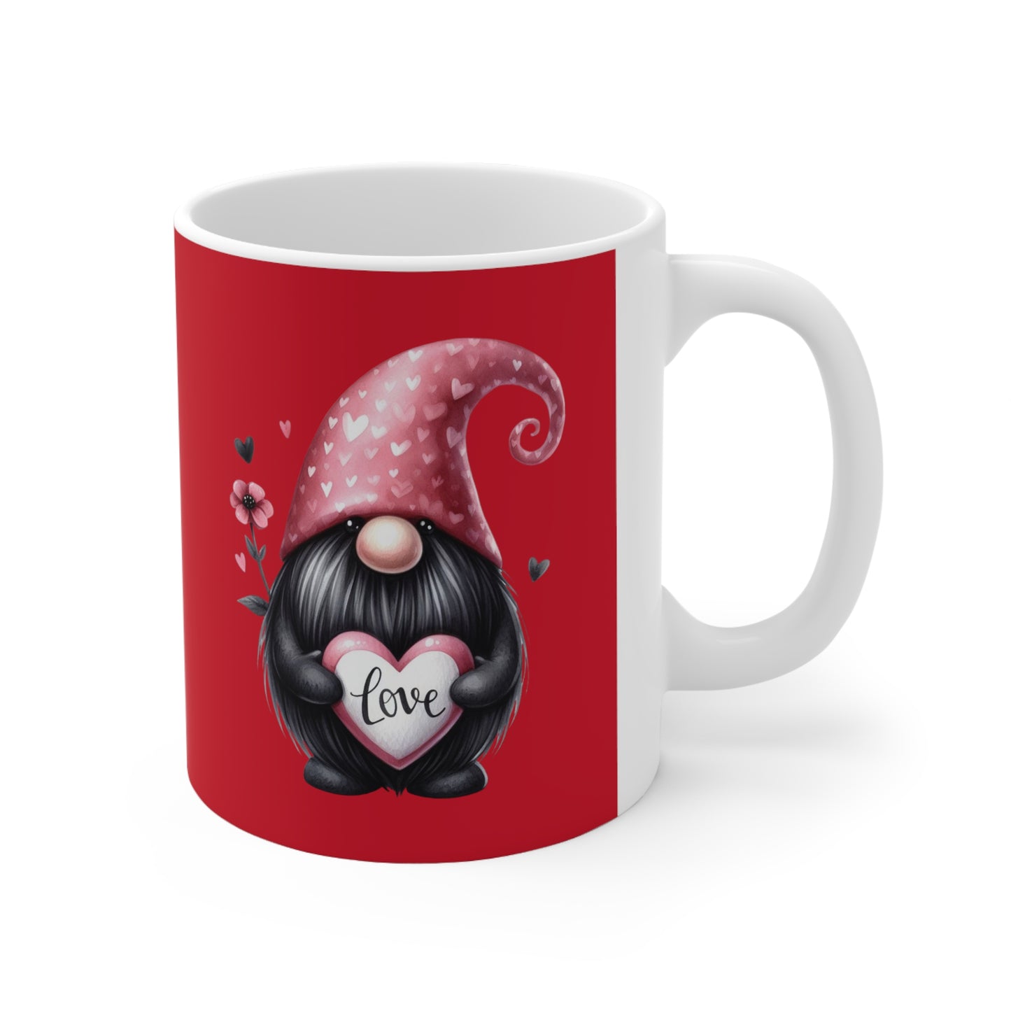 Black Valentine Gnome Ceramic Mug 11oz