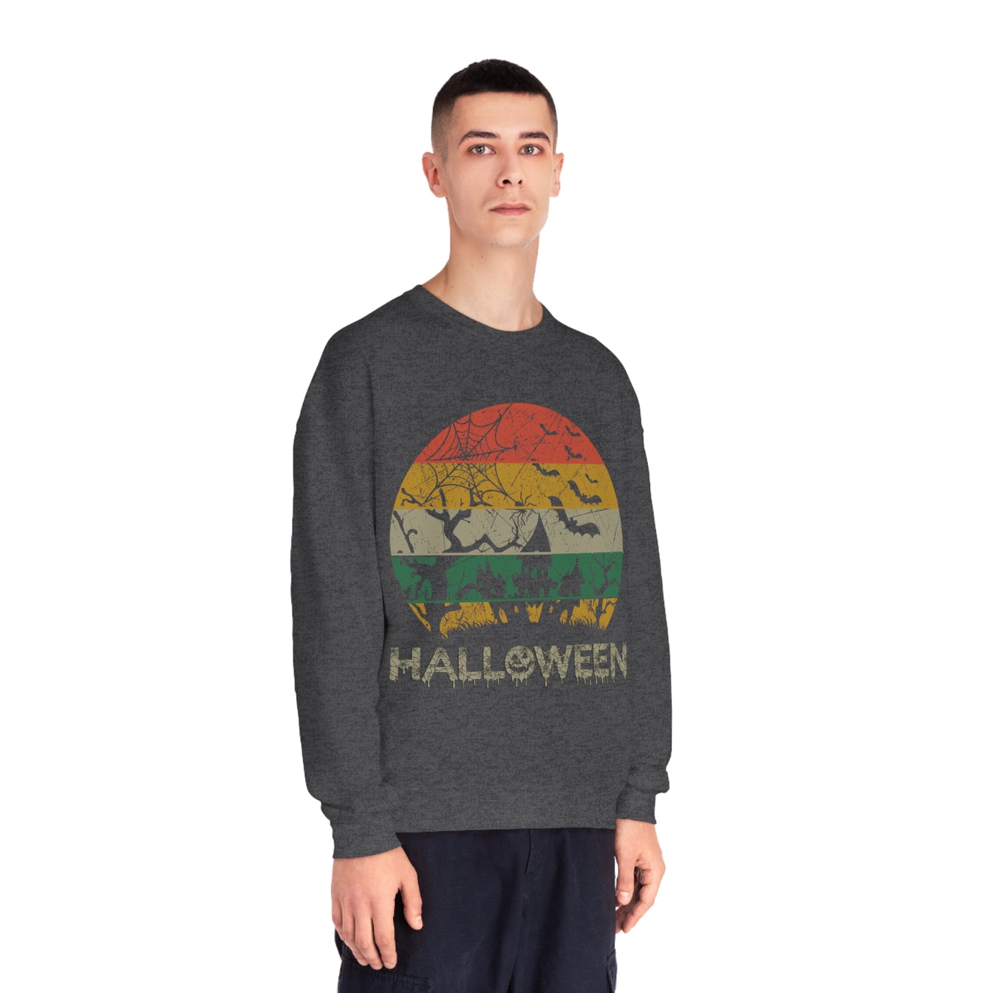 Retro Halloween Spooky House Unisex NuBlend® Crewneck Sweatshirt