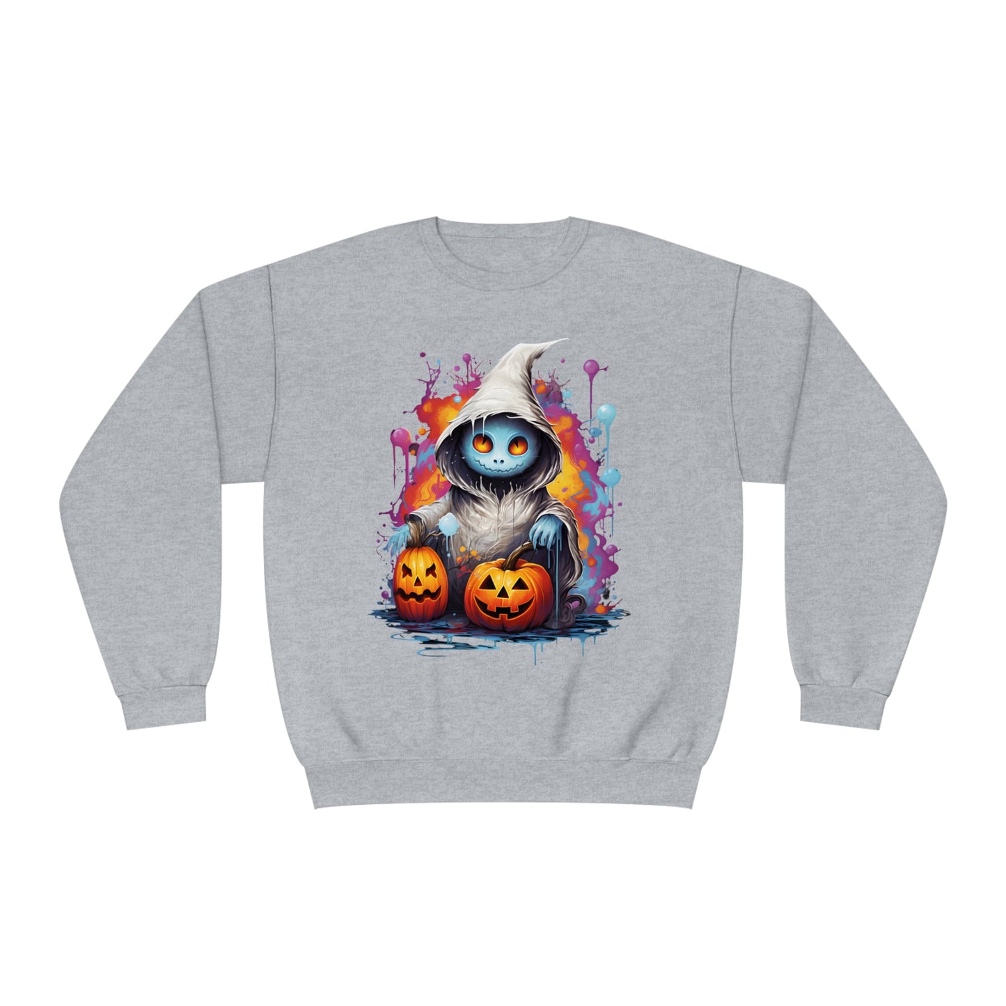 Cute Halloween Unisex Sweatshirt Jack-O-Lanterns Graphic Shirt Gifts Spooky Long Sleeve Crewneck Shirt Tops