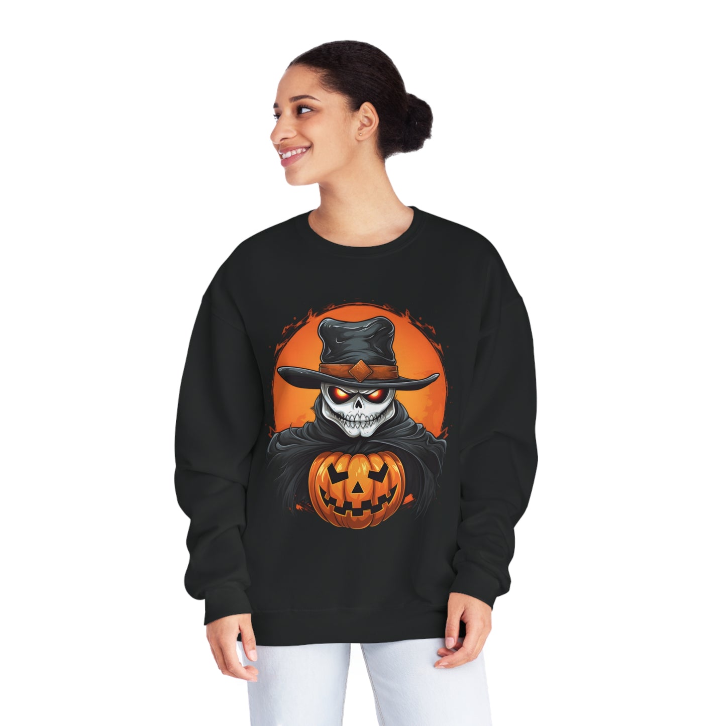 Halloween Cowboy Skeleton Unisex Graphic Shirt Gifts Spooky Long Sleeve Crewneck Shirt Tops