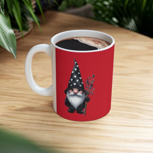 Black Valentine Gnome Ceramic Mug 11oz