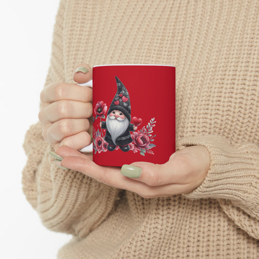 Black Valentine Gnome Ceramic Mug 11oz