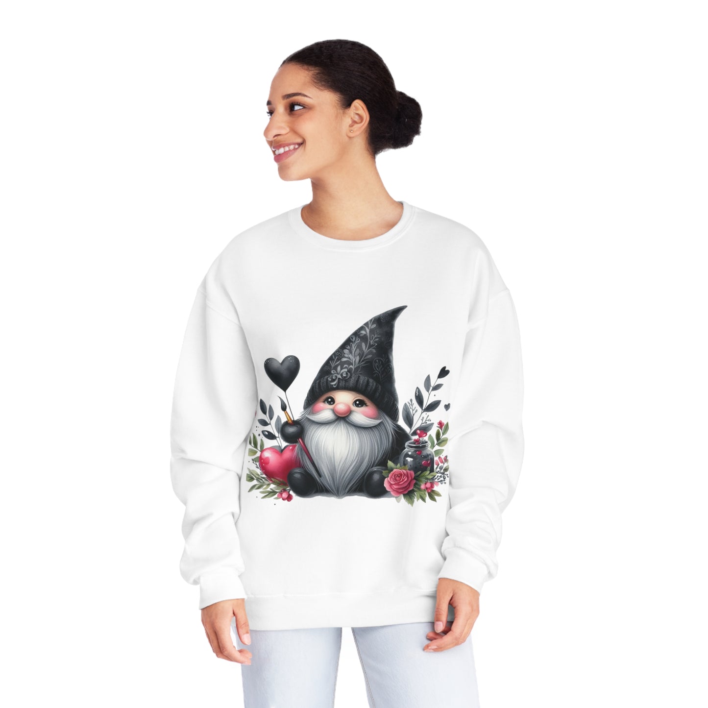 Black Valentine Gnome Unisex NuBlend® Crewneck Sweatshirt