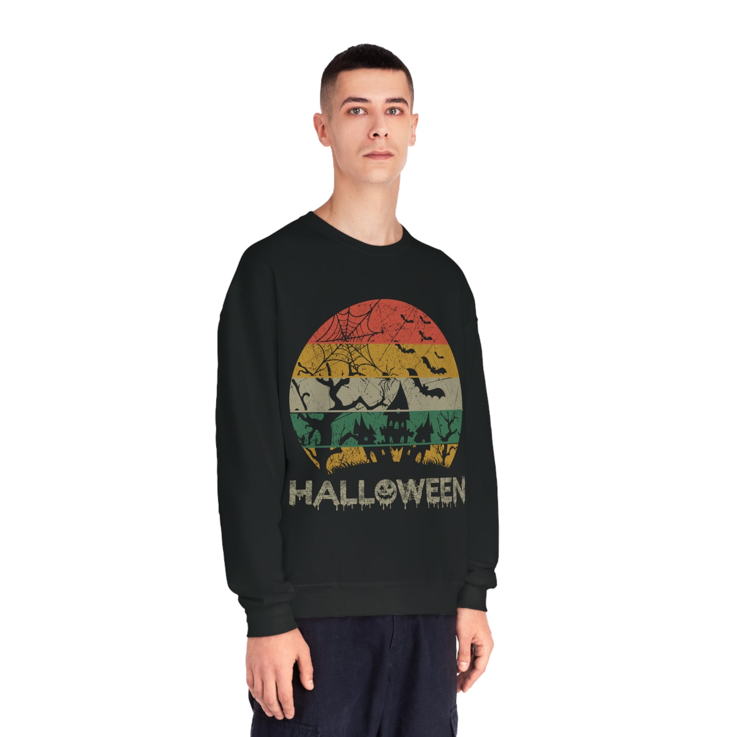 Retro Halloween Spooky House Unisex NuBlend® Crewneck Sweatshirt