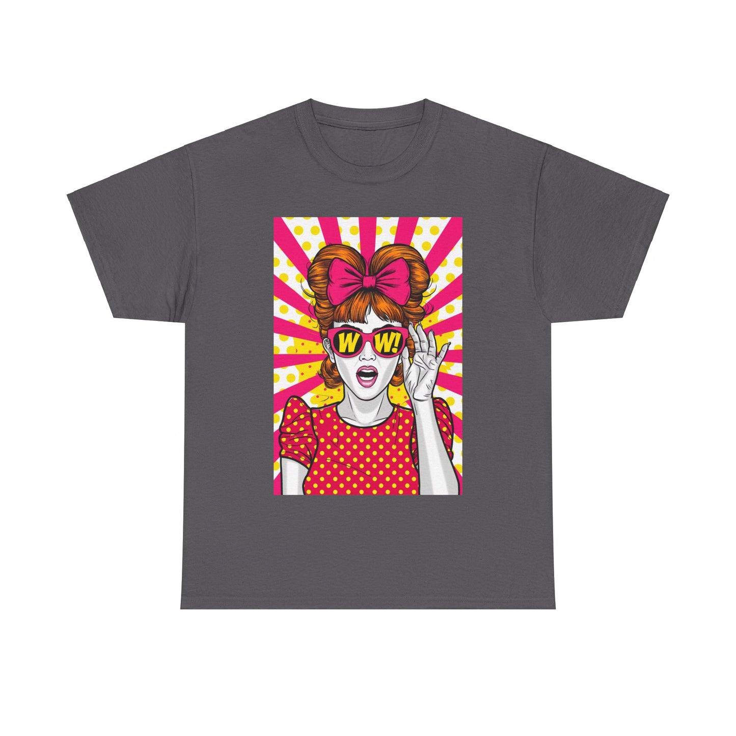 PopArt Girl WOW with Sunglasses Unisex heavy cotton Tshirt