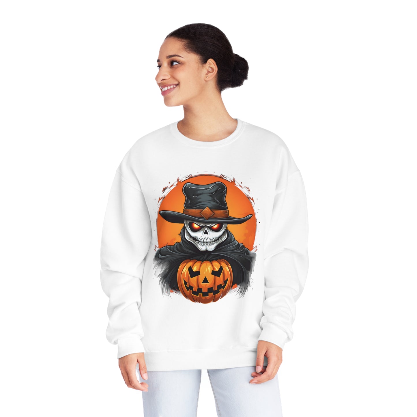 Halloween Cowboy Skeleton Unisex Graphic Shirt Gifts Spooky Long Sleeve Crewneck Shirt Tops