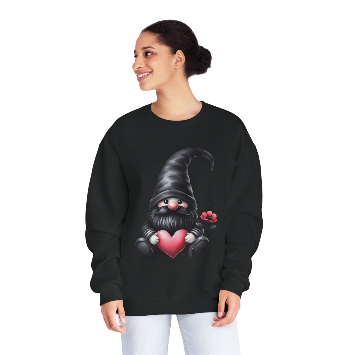 Black Valentine Gnome Unisex NuBlend® Crewneck Sweatshirt