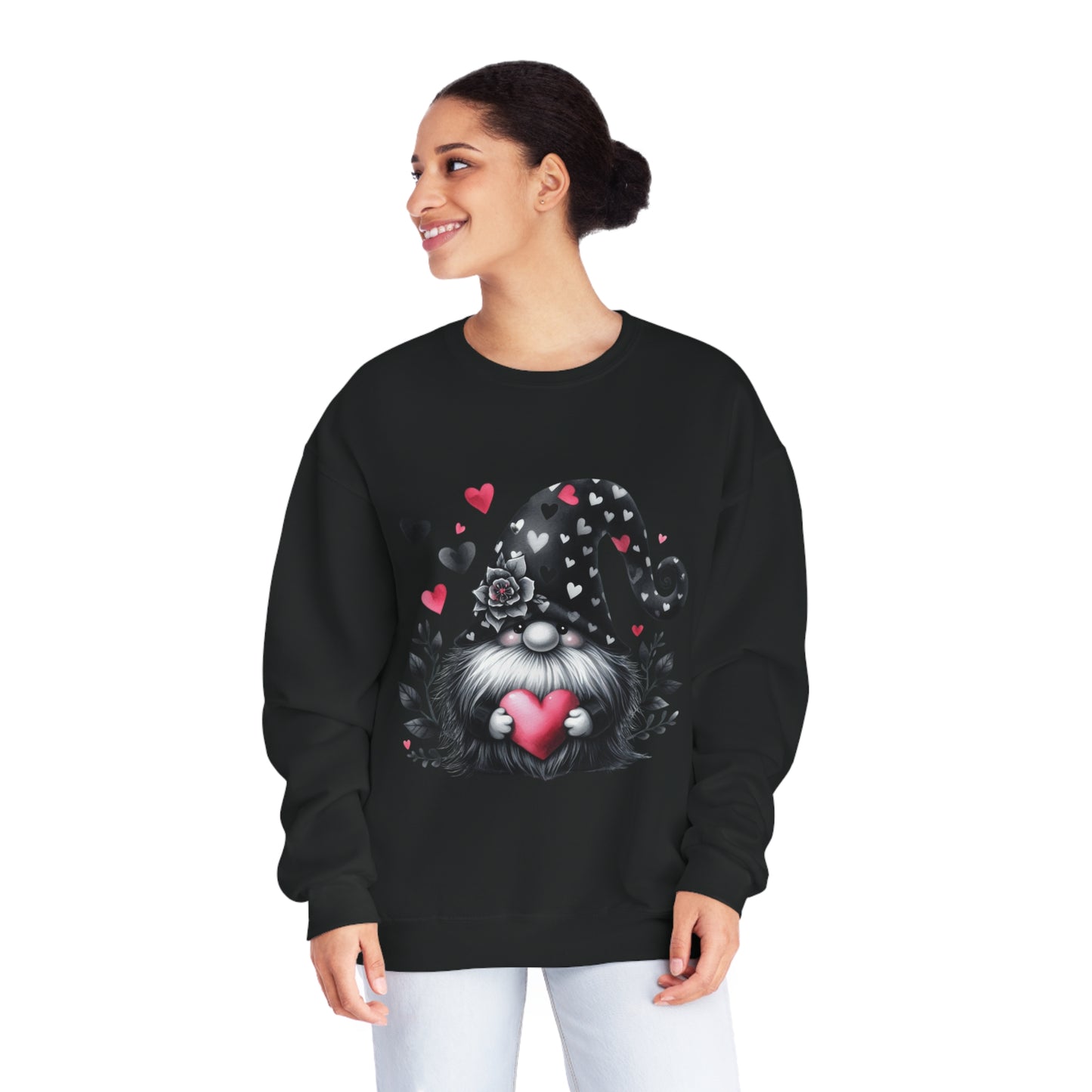 Black Valentine Gnome Unisex NuBlend® Crewneck Sweatshirt