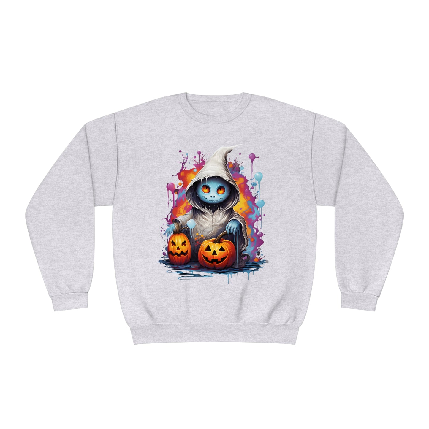 Cute Halloween Unisex Sweatshirt Jack-O-Lanterns Graphic Shirt Gifts Spooky Long Sleeve Crewneck Shirt Tops