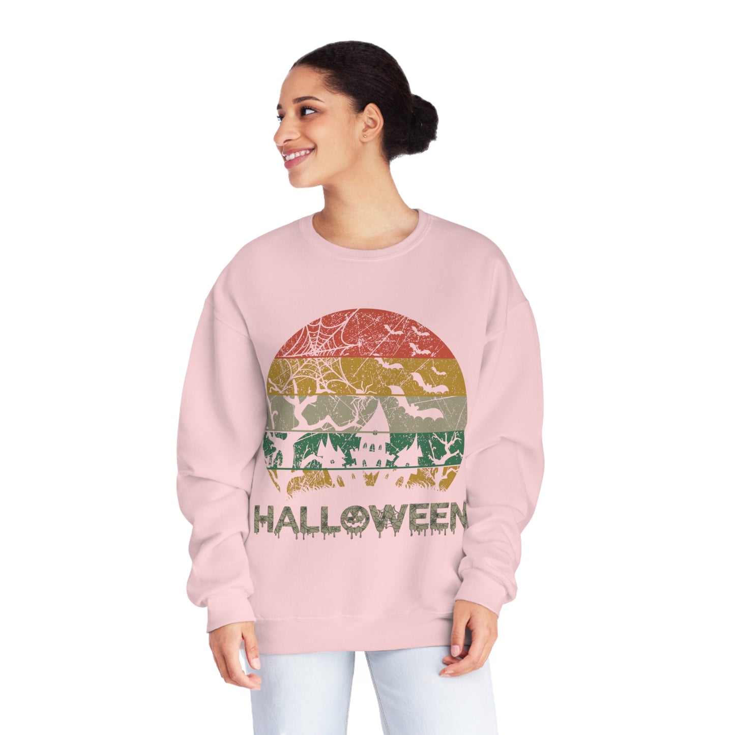 Retro Halloween Spooky House Unisex NuBlend® Crewneck Sweatshirt