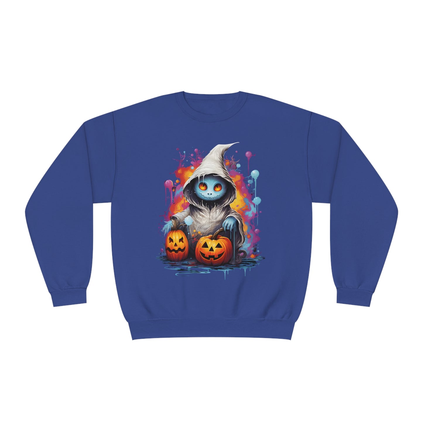 Cute Halloween Unisex Sweatshirt Jack-O-Lanterns Graphic Shirt Gifts Spooky Long Sleeve Crewneck Shirt Tops