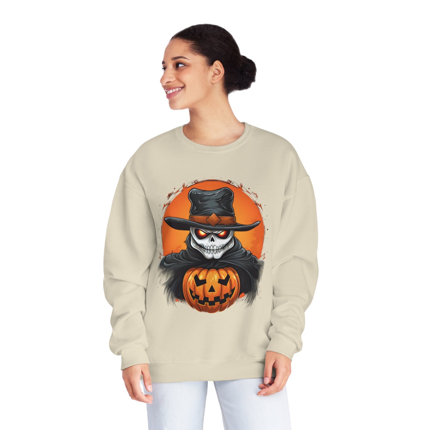 Halloween Cowboy Skeleton Unisex Graphic Shirt Gifts Spooky Long Sleeve Crewneck Shirt Tops