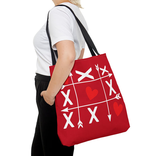 Tic-Tac-Toe Valentines Day Heart Teacher Unisex Tote Bag (AOP)