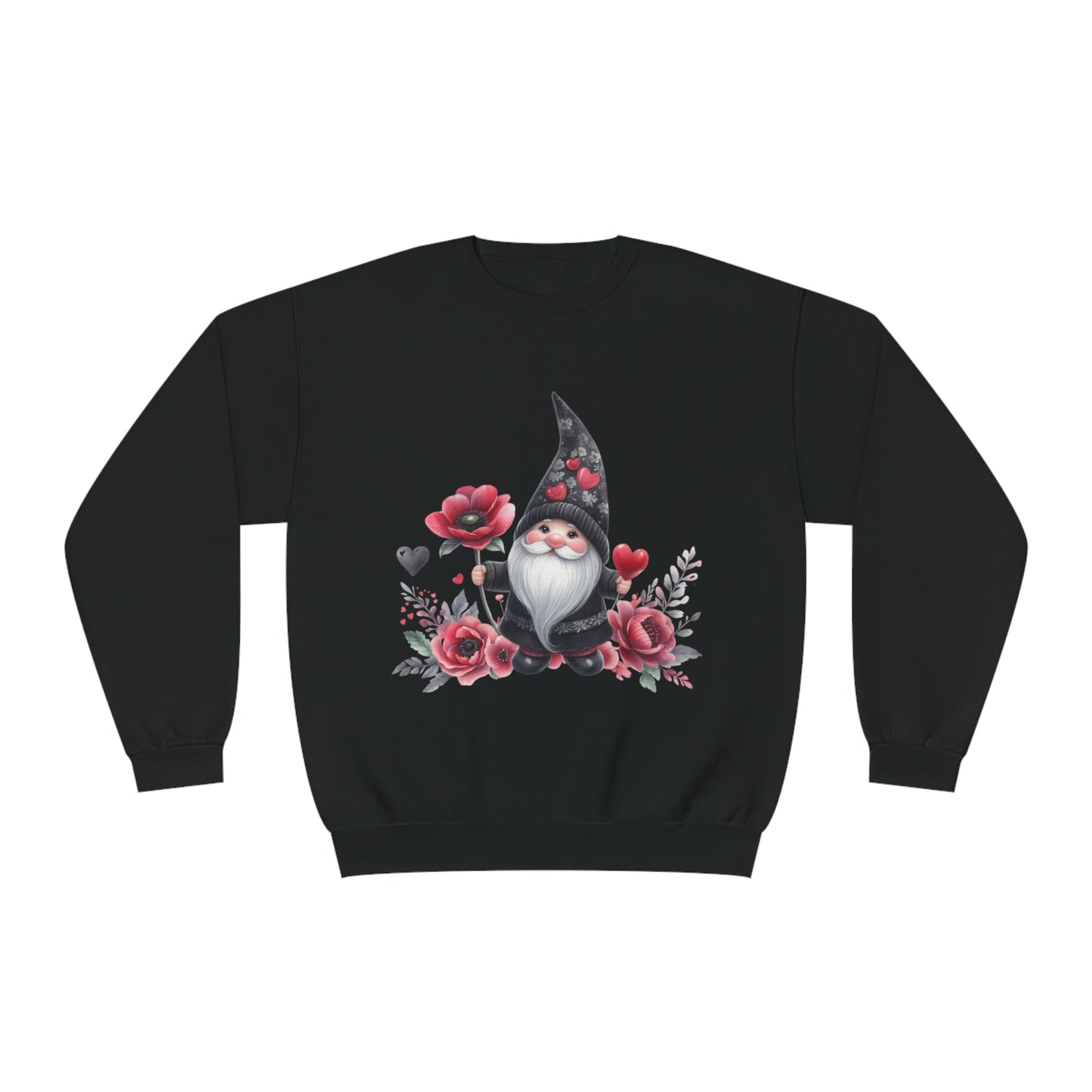 Black Valentine Gnome Unisex NuBlend® Crewneck Sweatshirt