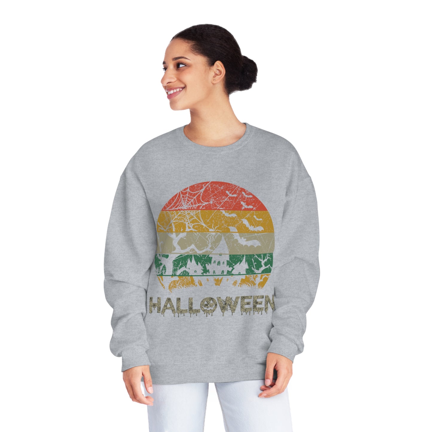 Retro Halloween Spooky House Unisex NuBlend® Crewneck Sweatshirt