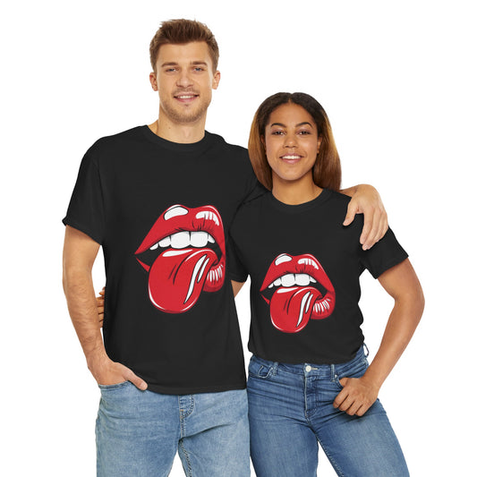 Sexy Retro PopArt Red Lips and Tounge Unisex heavy cotton Tshirt