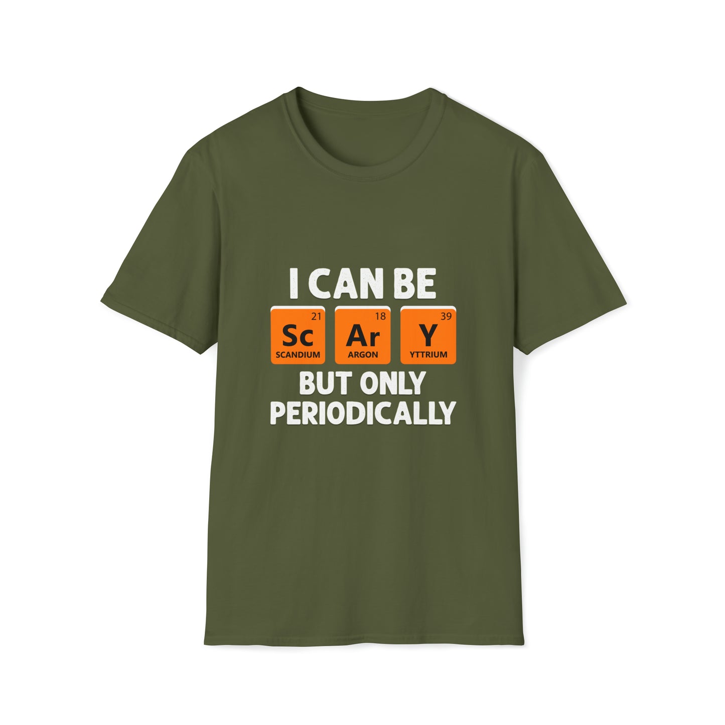 Halloween I Can Be Scary But Only Periodically Halloween Teacher Meme T-Shirt Unisex Softstyle T-Shirt