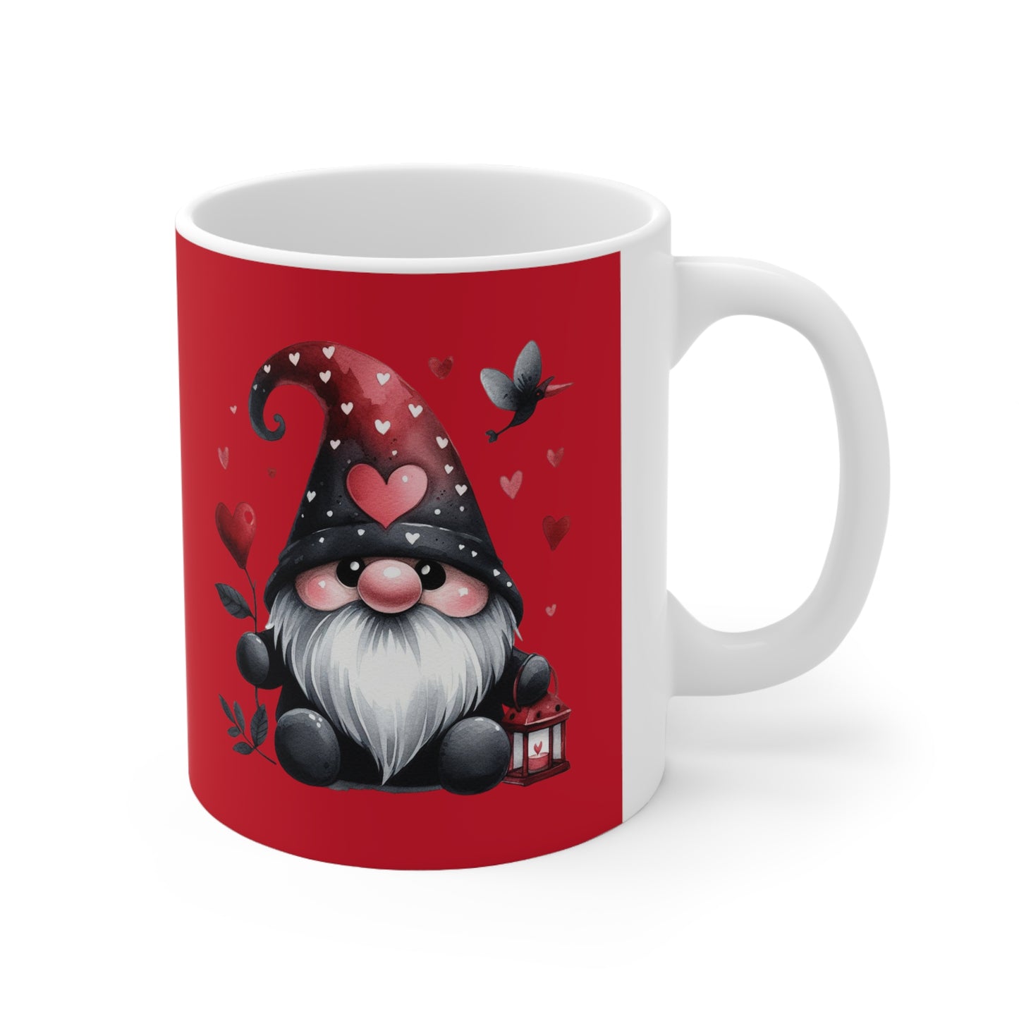 Black Valentine Gnome Ceramic Mug 11oz