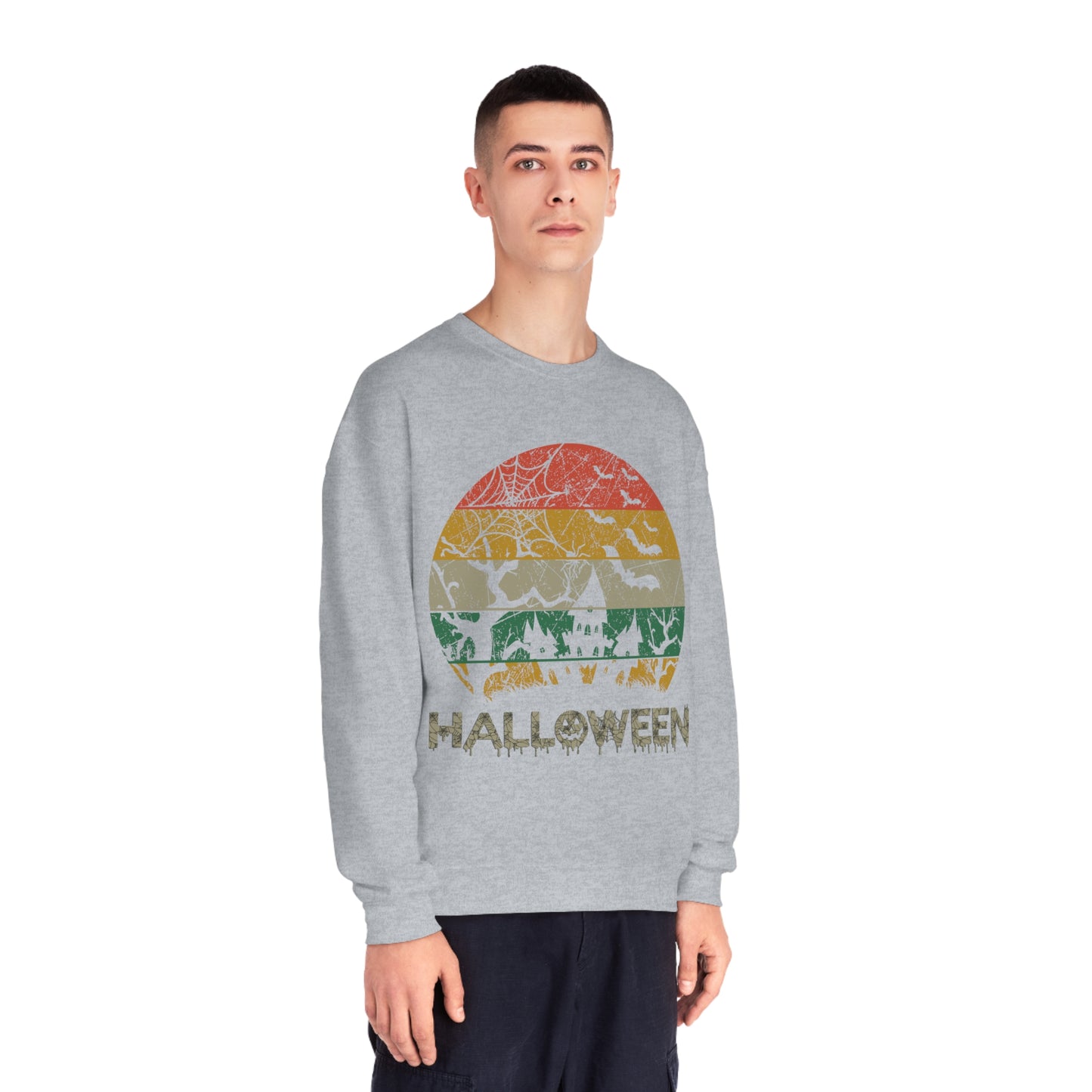 Retro Halloween Spooky House Unisex NuBlend® Crewneck Sweatshirt