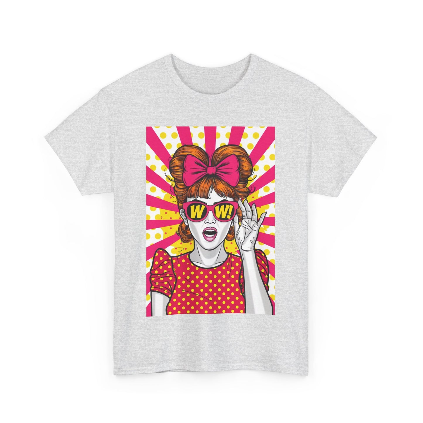 PopArt Girl WOW with Sunglasses Unisex heavy cotton Tshirt