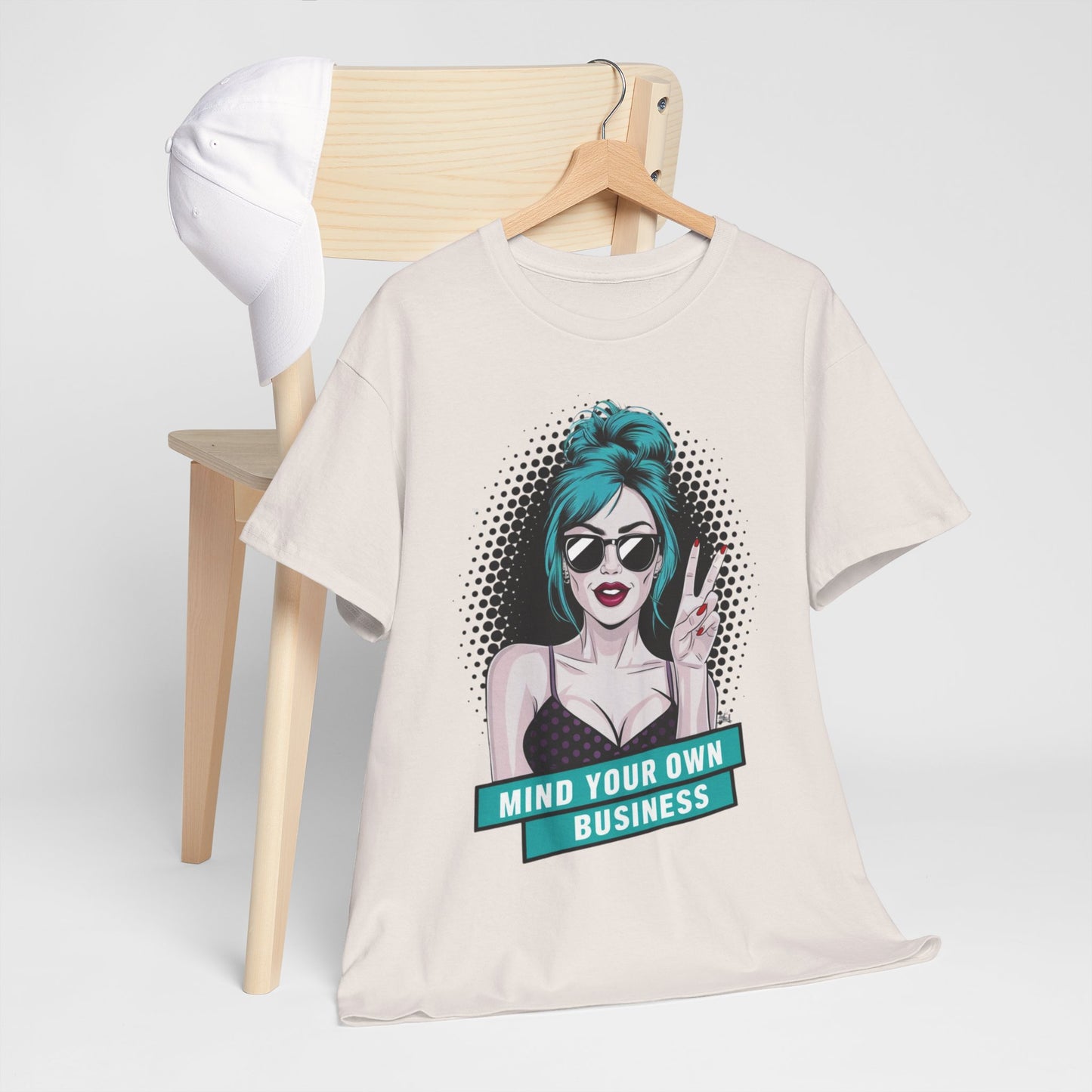 Sexy PopArt Girl Mind Your Own Business Tshirt unisex heavy cotton