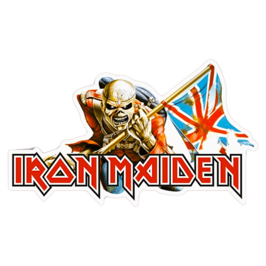 Iron Maiden Trooper with Flag Eddie: Fun for Your Vehicle! Window, Laptop, Water Bottle, any Flat Surface