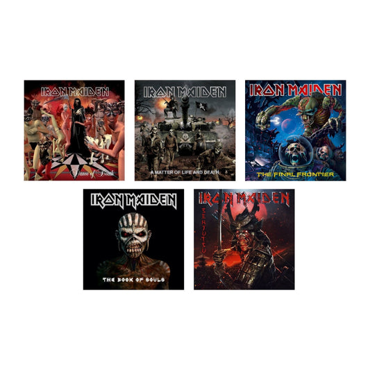 Iron Maiden Album Covers Tribute 13-17 - 3" Vinyl Sticker Set - Window, Laptop, Water Bottle, any Flat Surface