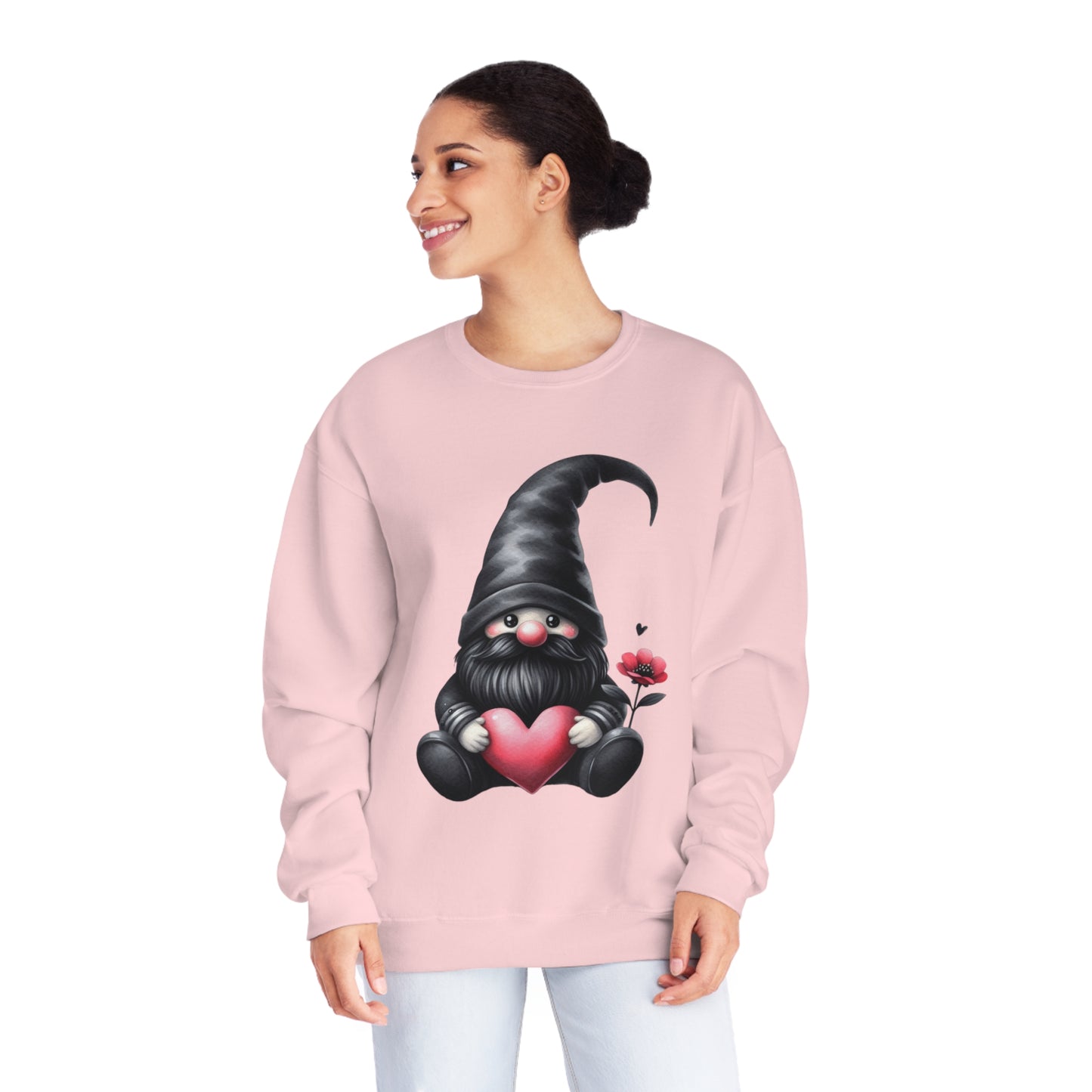 Black Valentine Gnome Unisex NuBlend® Crewneck Sweatshirt