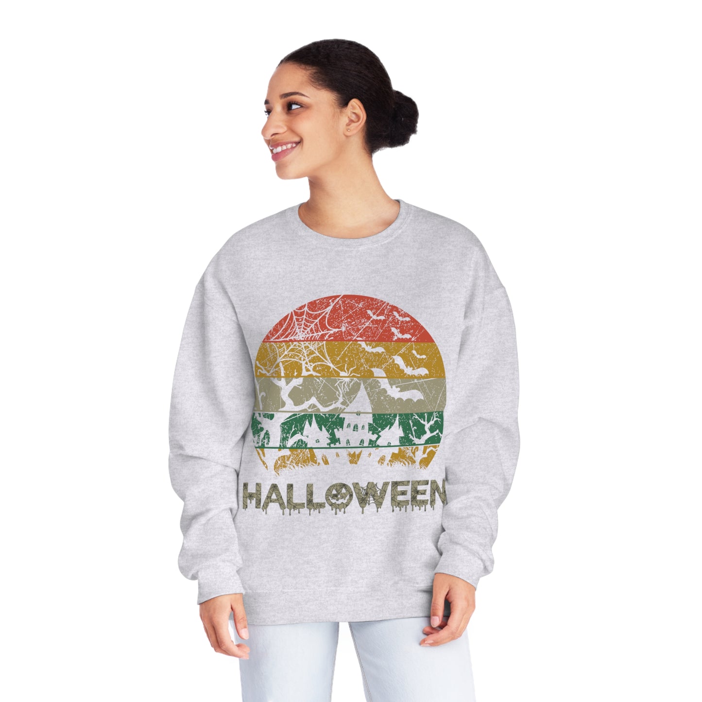 Retro Halloween Spooky House Unisex NuBlend® Crewneck Sweatshirt